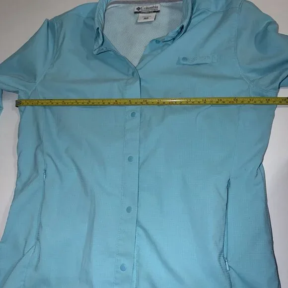 Columbia Shirt Women Small Blue Button Up Fish Angler Vented Long Sleeve PFG - Picture 10 of 12